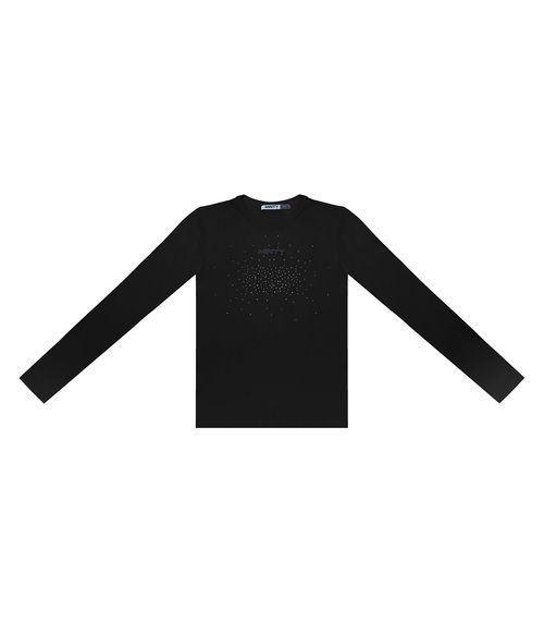 Blusa Juvenil Com Strass Manga Longa Minty Preto
