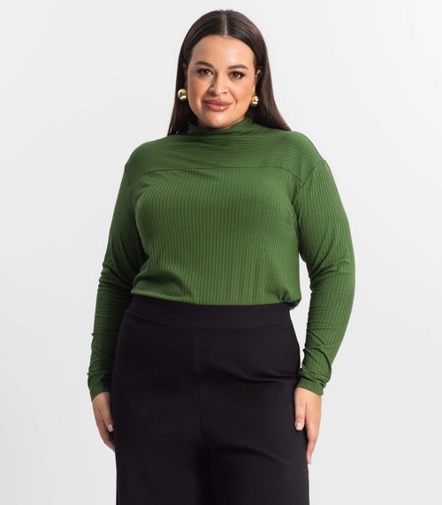 Blusa Feminina Manga Longa Plus Size Secret Glam Verde
