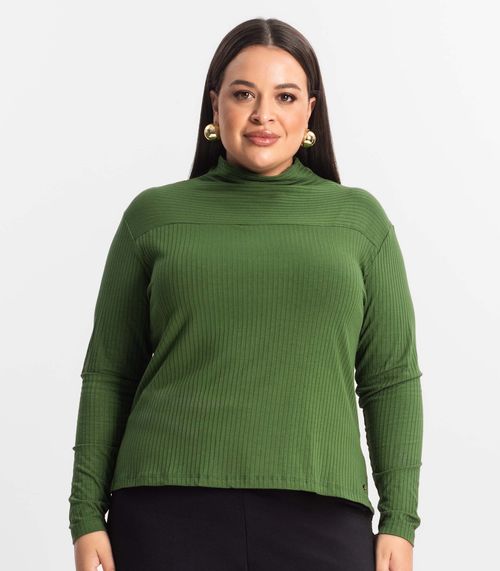 Blusa Feminina Manga Longa Plus Size Secret Glam Verde