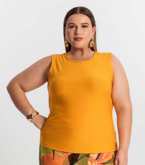 Regata Feminina Plus Size Secret Glam Amarelo