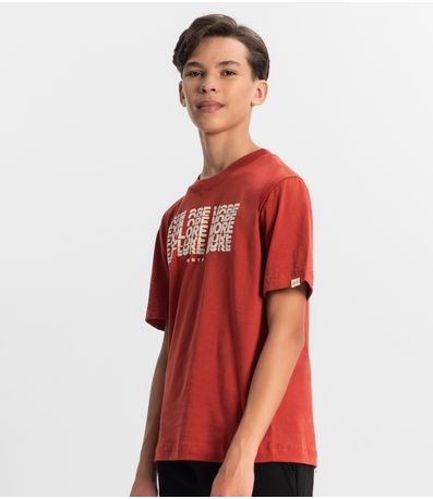 Camiseta Juvenil Masculina Em Meia Malha Minty Vermelho