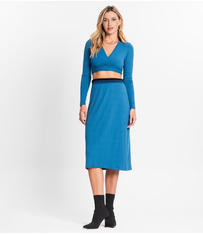 Conjunto Feminino Blusa Com Saia Endless Azul