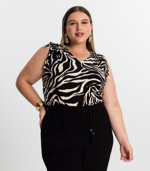 Regata Feminina Plus Size Secret Glam Preto