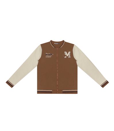 Jaqueta Juvenil Masculina Em Moletom Minty Marrom