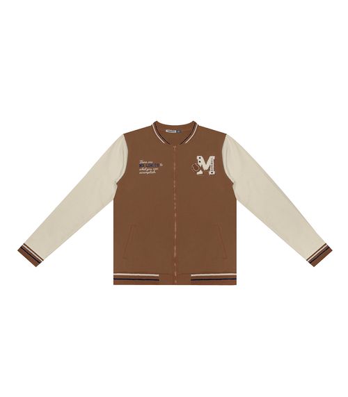 Jaqueta Juvenil Masculina Em Moletom Minty Marrom