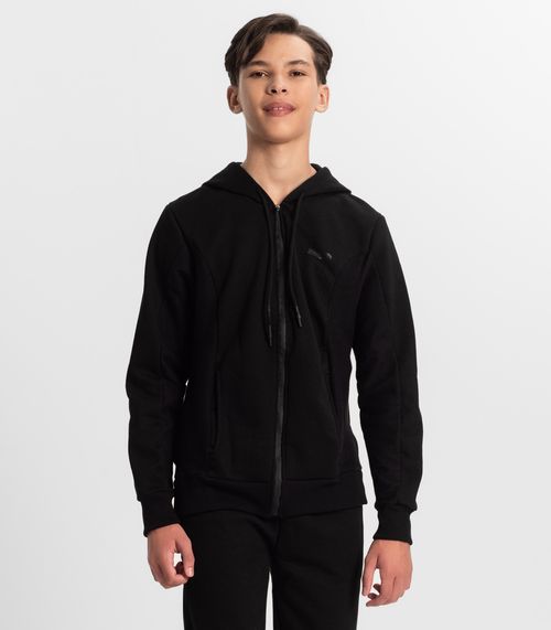 Jaqueta Juvenil Masculina Em Moletom Minty Preto