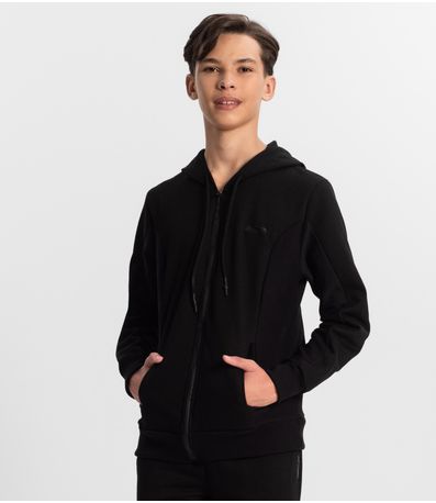 Jaqueta Juvenil Masculina Em Moletom Minty Preto