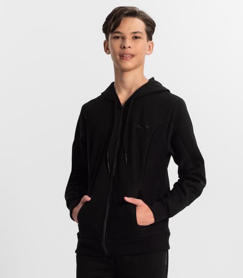 Jaqueta Juvenil Masculina Em Moletom Minty Preto