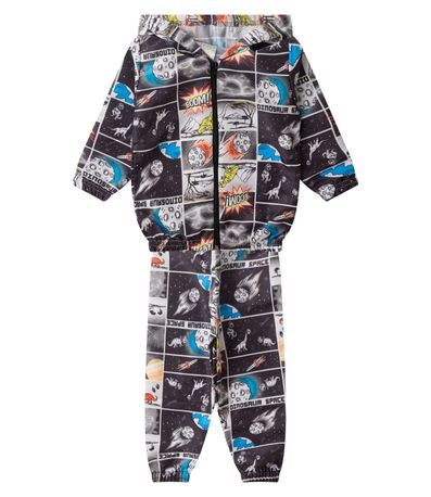 Conjunto Corta Vento Infantil Com Capuz Kappes Preto