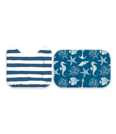 Jogo De Tapetes Para Banheiro Wevans Azul