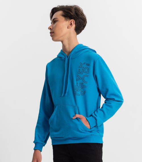 Blusão Juvenil Masculino Em Moletom Minty Azul