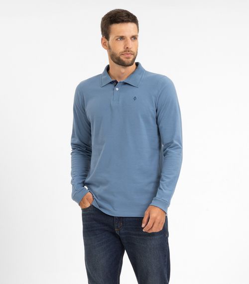 Polo Masculina Manga Longa Diametro Azul