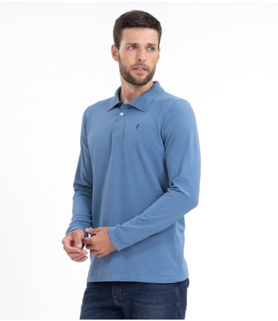 Polo Masculina Manga Longa Diametro Azul