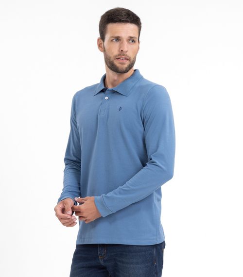 Polo Masculina Manga Longa Diametro Azul