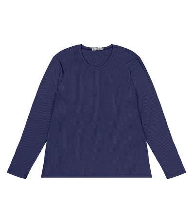 Blusa Manga Longa Ribana Canelada Secret Glam Azul