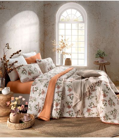 Edredom Casal Estampado Premium Vivaldi Laranja