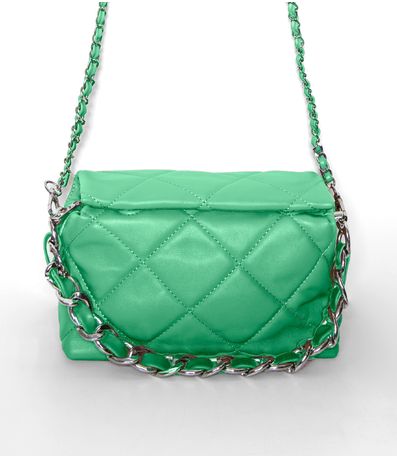 Bolsa Feminina Matelassada Com Corrente Bela Gaia Verde
