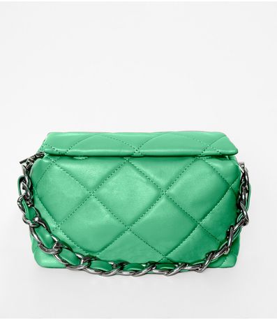 Bolsa Feminina Matelassada Com Corrente Bela Gaia Verde
