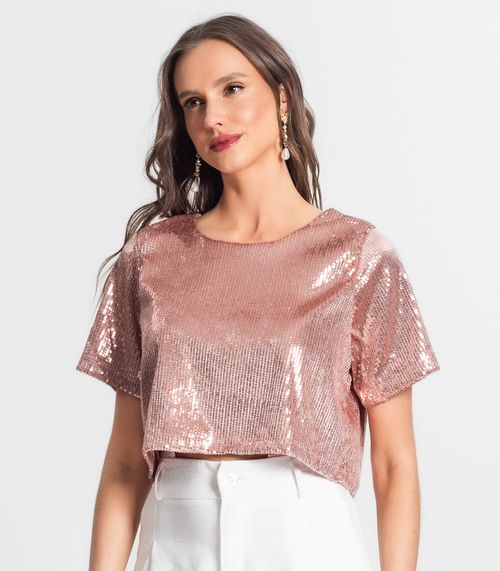 Blusa Cropped Feminina Em Paetê Endless Unica