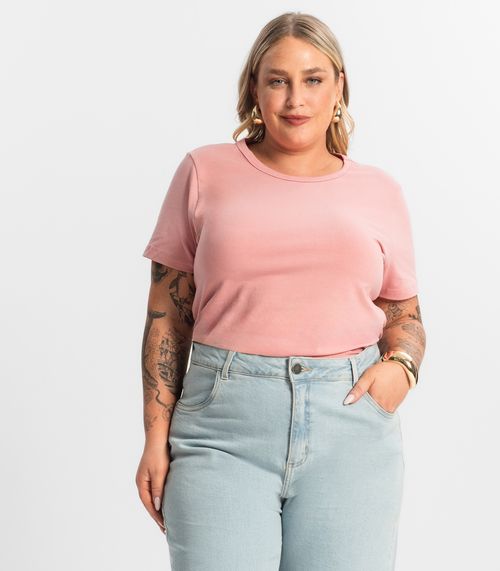 Blusa Feminina Cotton Manga Curta KO Rosa