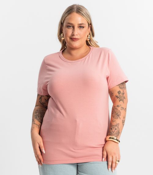 Blusa Feminina Cotton Manga Curta KO Rosa