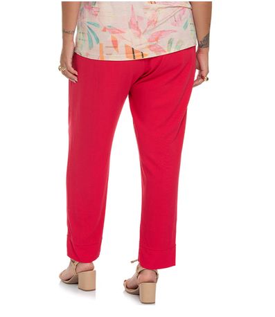 Calça Feminina Plus Size Com Pregas Secret Glam Vermelho