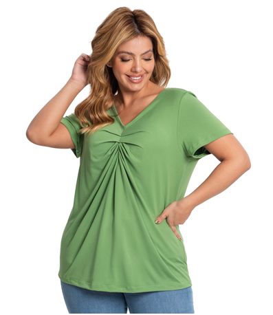 Blusa Feminina Plus Size Franzida Secret Glam Verde