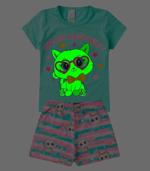 Pijama Infantil Menina Brilha no Escuro Kappes Azul