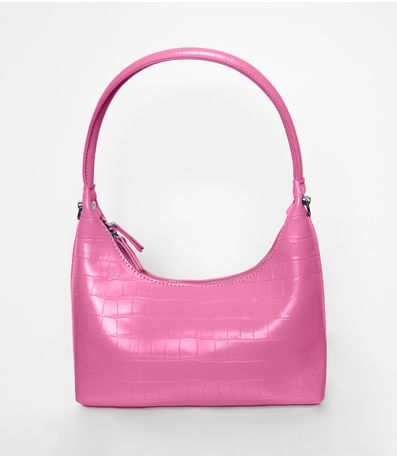 Bolsa Feminina Baguete Croco Bela Gaia Rosa