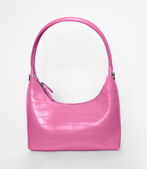 Bolsa Feminina Baguete Croco Bela Gaia Rosa