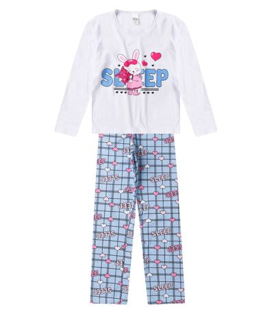 Pijama Menina Manga Longa Brilha No Escuro Kappes Branco