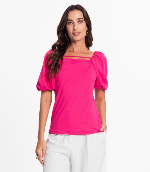 Blusa Feminina Manga Bufante Malha Soft Endless Rosa