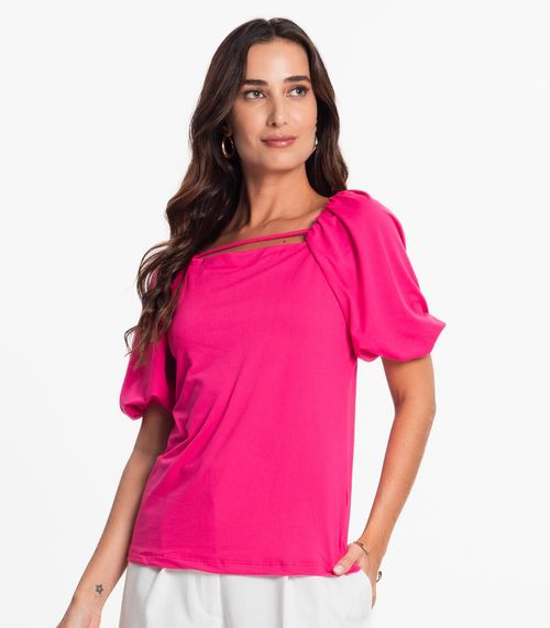 Blusa Feminina Manga Bufante Malha Soft Endless Rosa