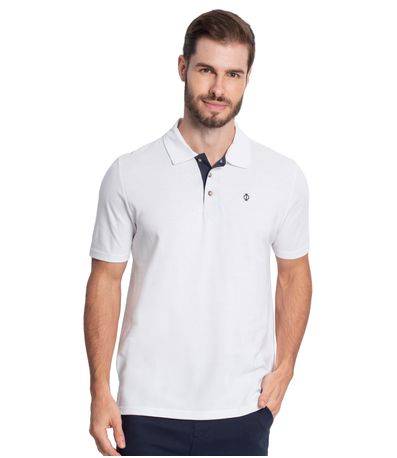 Polo Masculina Com Bolso Piquet Diametro Branco