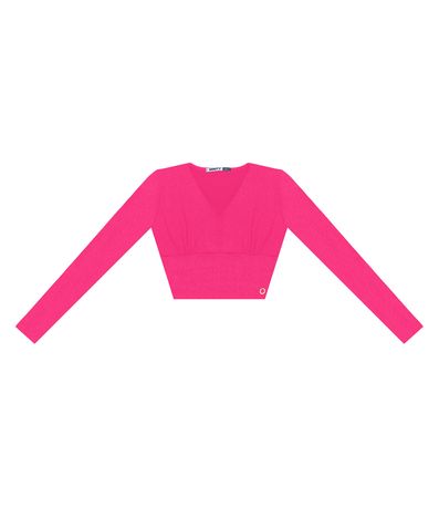 Blusa Cropped Juvenil Manga Longa Minty Rosa