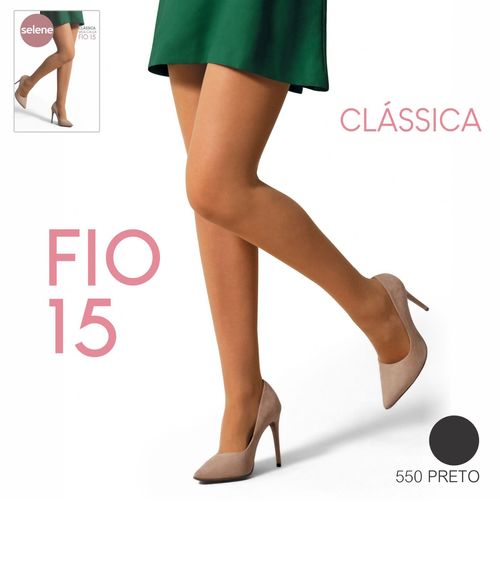Meia Calça Clássica Fio 15 Selene Preto