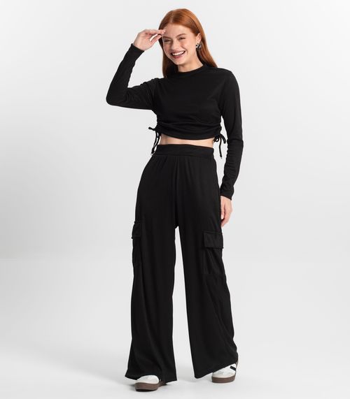 Conjunto Juvenil Feminino Blusão Com Calça Minty Preto
