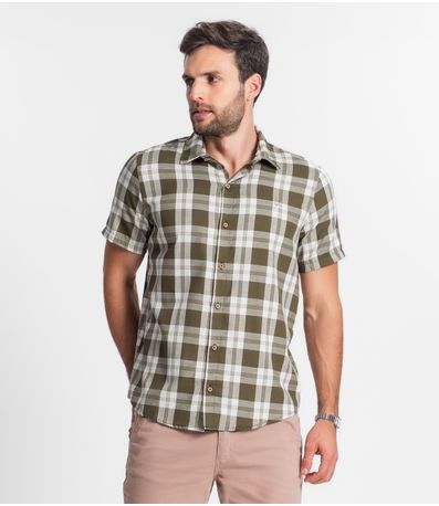 Camisa Masculina Xadrez Diametro Verde