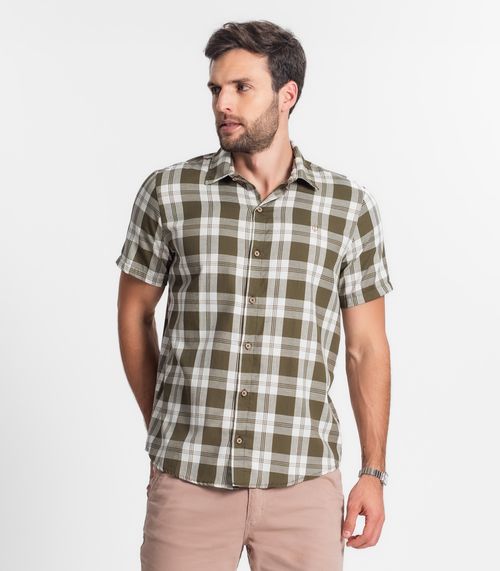 Camisa Masculina Xadrez Diametro Verde
