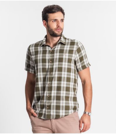 Camisa Masculina Xadrez Diametro Verde