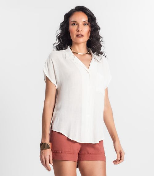Camisa Feminina Manga Curta Viscose Select Branco