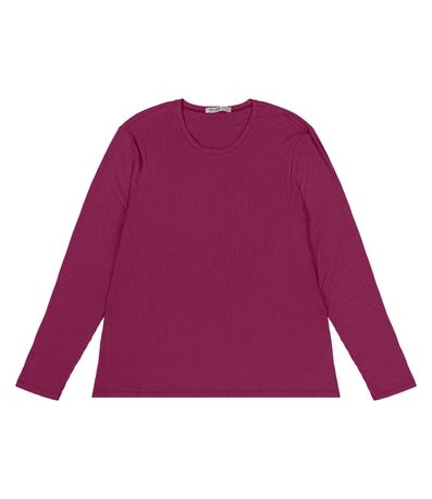 Blusa Manga Longa Ribana Canelada Secret Glam Vermelho