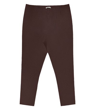 Legging Feminina Plus Size Em Courino Secret Glam Marrom