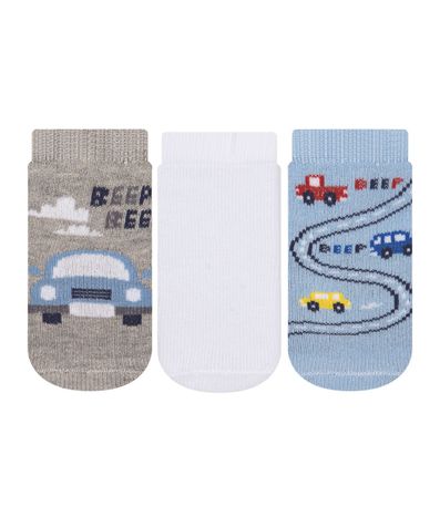 Kit 3 Pares de Meias Soquete Masculina Cia da Meia Cinza