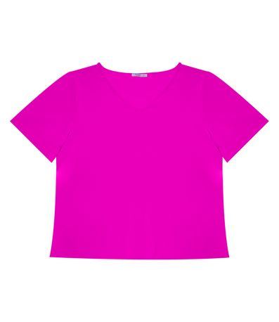 Blusa Plus Size Feminina Decote V Secret Glam Rosa