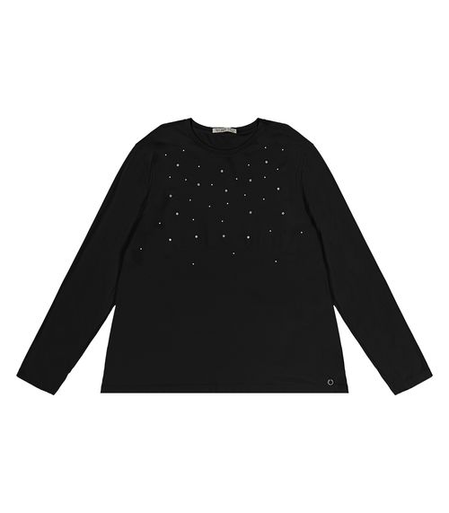 Blusa Plus Size Feminina Manga Longa Secret Glam Preto