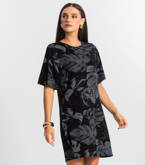 Vestido Feminino Estampado Rovitex Preto