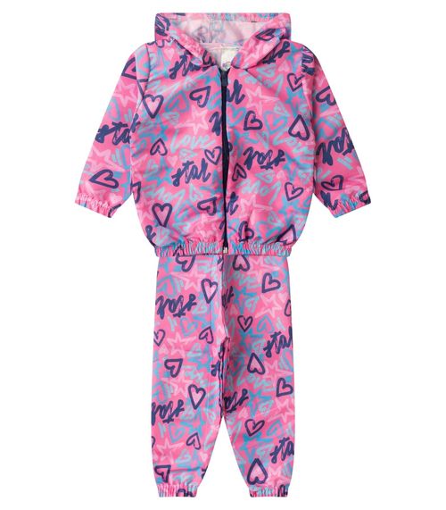 Conjunto Corta Vento Infantil Com Capuz Kappes Rosa