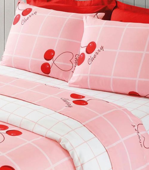 Jogo De Cama Cereja King Lar E Lazer Rosa