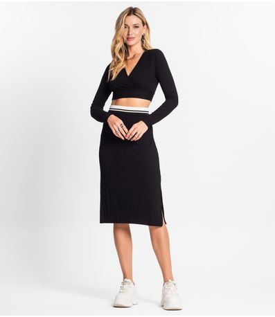 Conjunto Feminino Blusa Com Saia Endless Preto